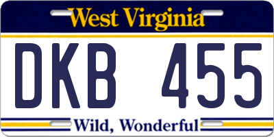 WV license plate DKB455