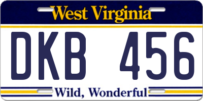 WV license plate DKB456