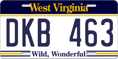 WV license plate DKB463