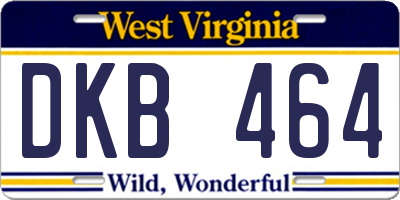 WV license plate DKB464