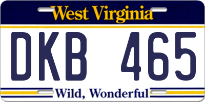 WV license plate DKB465