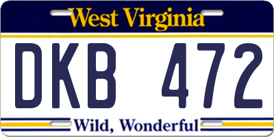 WV license plate DKB472