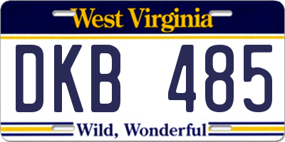 WV license plate DKB485