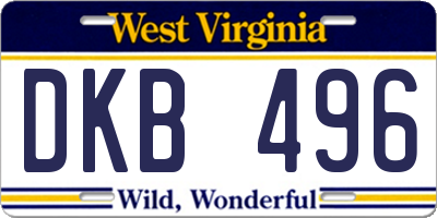 WV license plate DKB496