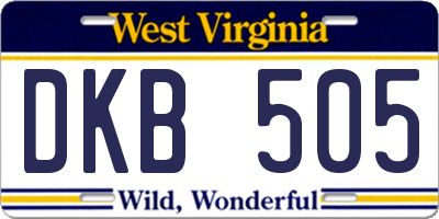 WV license plate DKB505
