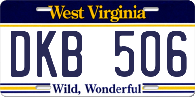 WV license plate DKB506