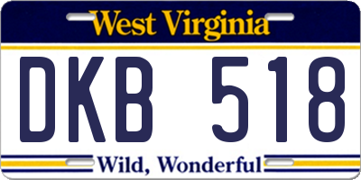 WV license plate DKB518