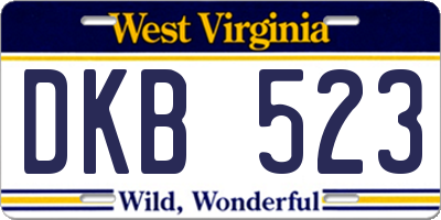 WV license plate DKB523