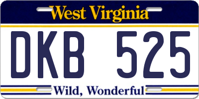 WV license plate DKB525