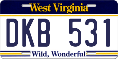 WV license plate DKB531
