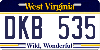 WV license plate DKB535