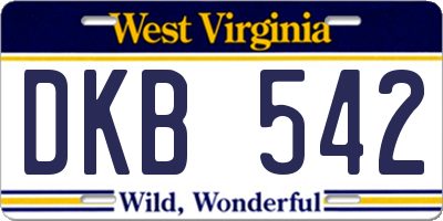WV license plate DKB542