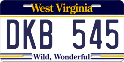 WV license plate DKB545