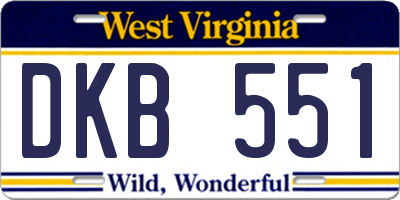 WV license plate DKB551