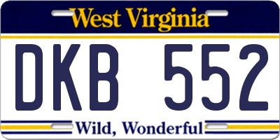 WV license plate DKB552