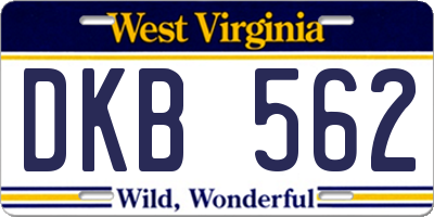 WV license plate DKB562
