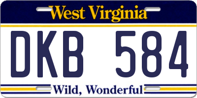 WV license plate DKB584