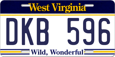 WV license plate DKB596