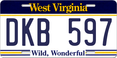 WV license plate DKB597