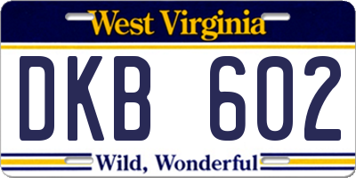 WV license plate DKB602