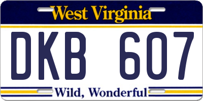 WV license plate DKB607