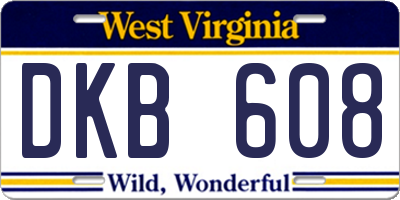WV license plate DKB608