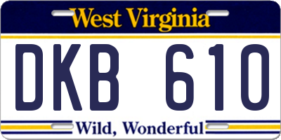 WV license plate DKB610