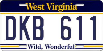 WV license plate DKB611