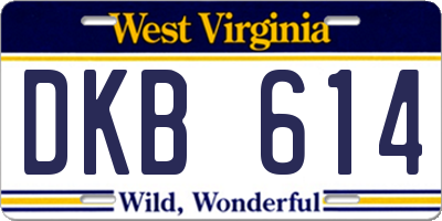 WV license plate DKB614