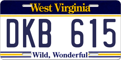 WV license plate DKB615