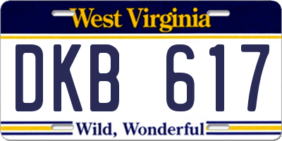 WV license plate DKB617