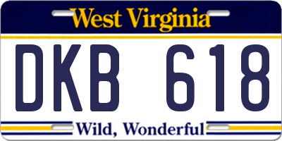 WV license plate DKB618