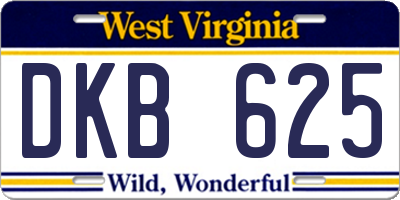 WV license plate DKB625