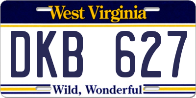WV license plate DKB627