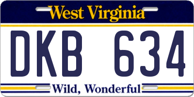 WV license plate DKB634