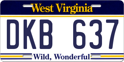 WV license plate DKB637