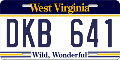 WV license plate DKB641
