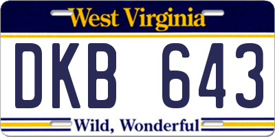 WV license plate DKB643