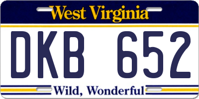 WV license plate DKB652