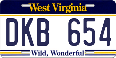 WV license plate DKB654