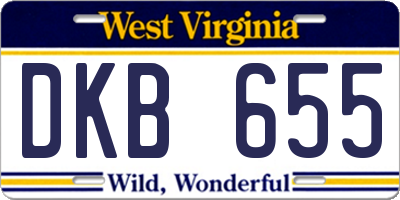 WV license plate DKB655