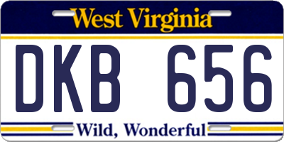 WV license plate DKB656