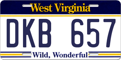 WV license plate DKB657