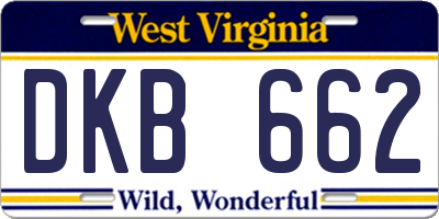 WV license plate DKB662
