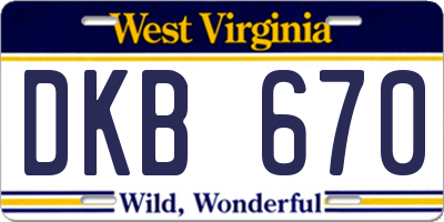 WV license plate DKB670