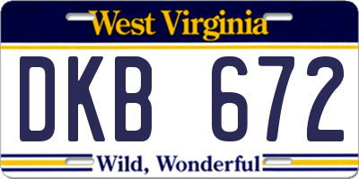 WV license plate DKB672