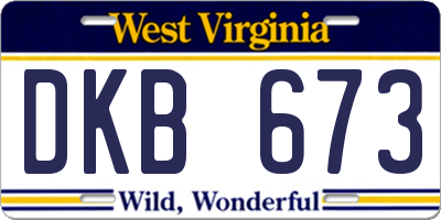 WV license plate DKB673