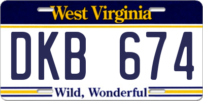 WV license plate DKB674
