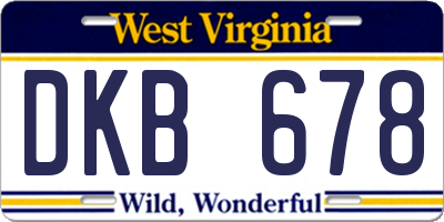 WV license plate DKB678