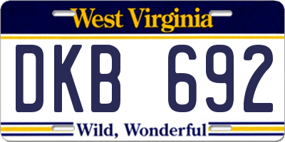 WV license plate DKB692
